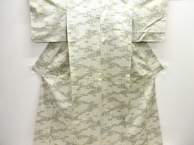 JAPANESE KIMONO / ANTIQUE KIMONO / SILK / TSUMUGI / WOVEN BAMBOO GRASS